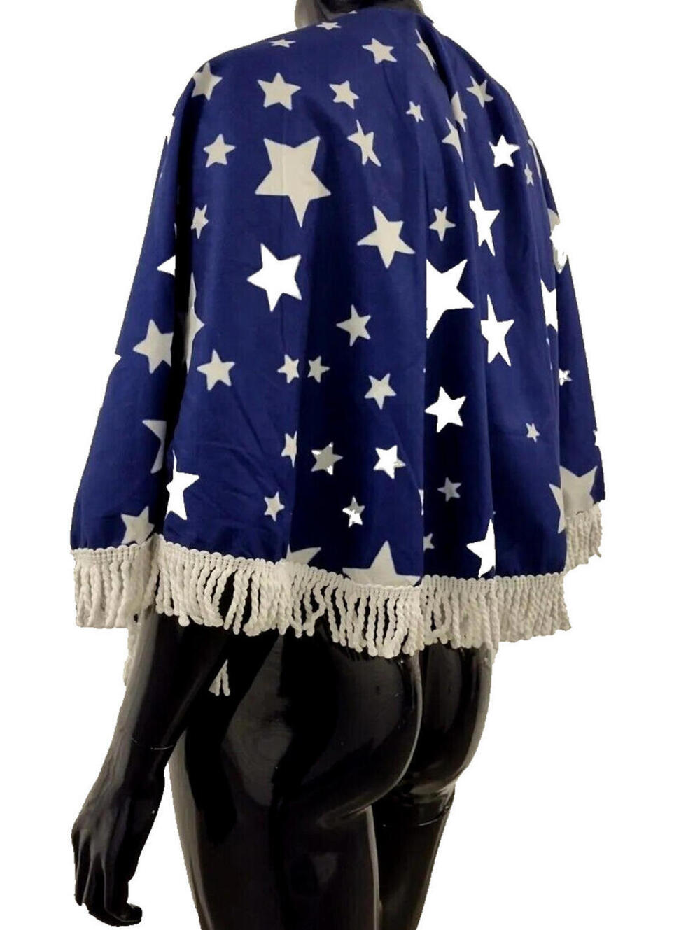 White Stars Cape Corded Vintage Americana Patriot SKIRT CAPE CHRISTMAS TREE CAPE